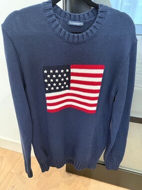Brandy Melville Navy Crewneck Sweater with USA Flag Motif
